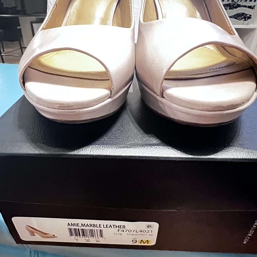 NATURALIZER Womens Nude Arch Support Amie Peep Toe Block Heel Slip On Pumps 9M‍‍ - Picture 12 of 13